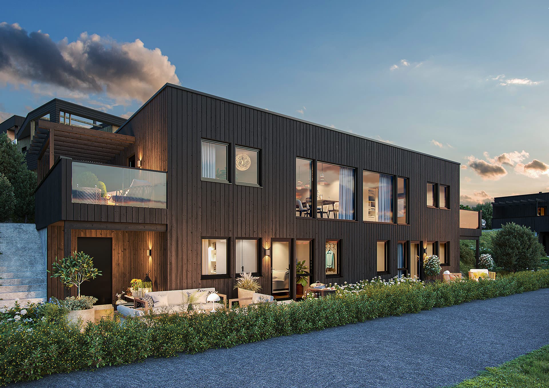 Visualisering av tomannsboliger i Resahagen